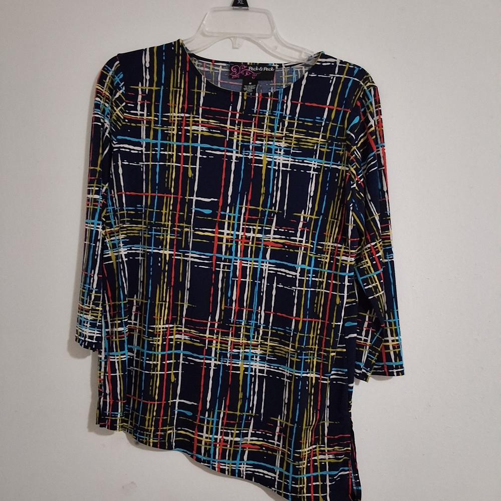 Peck & Peck Multicolor Plaid Long Sleeve Top